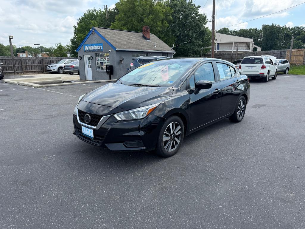 Black 2021 Nissan Versa Sedan Front-Wheel Drive Continuously Variable Transmission