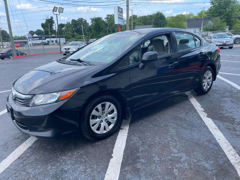 Black 2012 Honda Civic LX Sedan Front-Wheel Drive 5-Speed Automatic