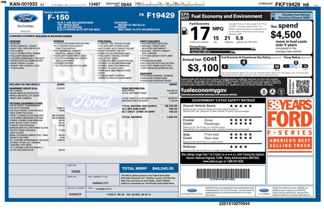 2015 Ford F-150 XLT SuperCrew 5.5-ft. Bed 4WD