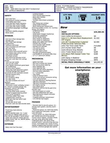 2011 Ram 1500 OUTDOORSMAN Crew Cab 4WD