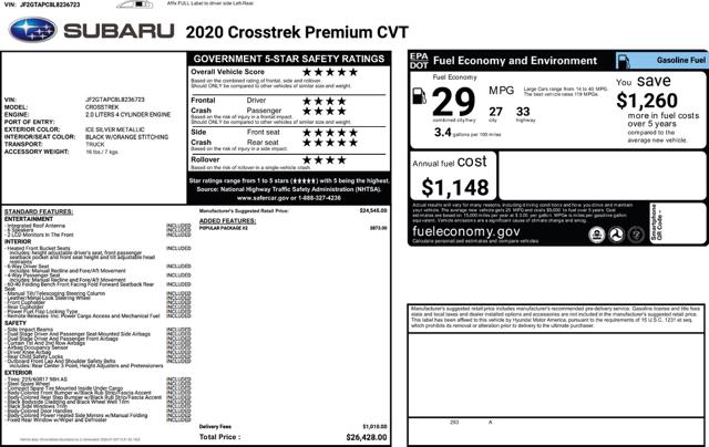 2020 Subaru Crosstrek 2.0i Premium CVT