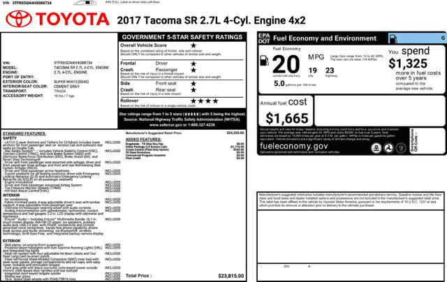 2017 Toyota Tacoma SR Access Cab I4 6AT 2WD