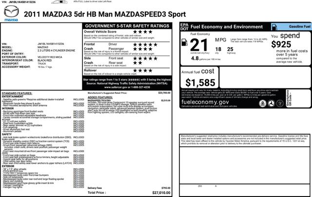 2011 Mazda MAZDASPEED3 Sport 5-Door
