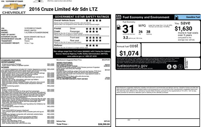 2016 Chevrolet Cruze Limited LTZ Auto